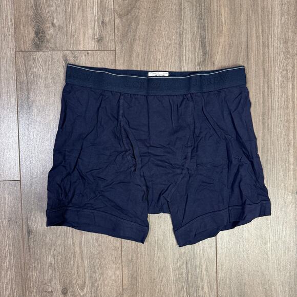 J.Crew Knit Boxer Briefs Mens M Dark Navy Pull-On Stretch Elastic Waistband Logo - Picture 3 of 7